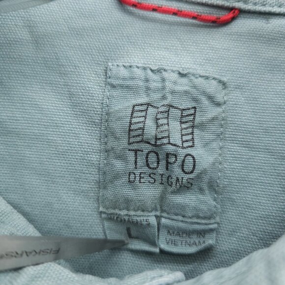 TOPO DESIGNS Women's Dirt Shirt Sage Blue Organic Cotton Stretch Size LARGE - Picture 5 of 8